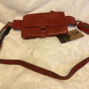 NEW Red Leather Jack Georges “voyager” belt bag